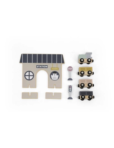 Tryco Drveni željeznički set - vozić, stanica i tračnice