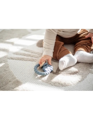 Label Label silikonska Glodalica Grickalica – Cvijet Blue s dva prstena