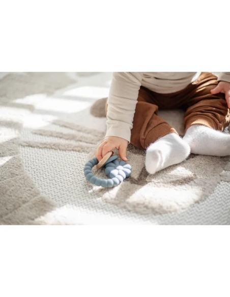 Label Label silikonska Glodalica Grickalica – Cvijet Blue s dva prstena