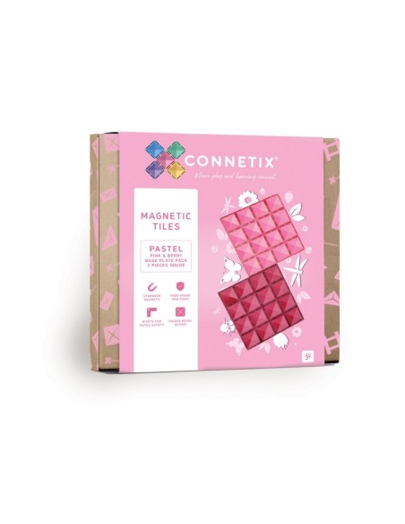 Connetix Tiles – Pastel osnovna ploča Pink & Berry 30X30cm (2 kom)