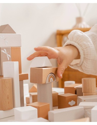 Label Label Drvene kocke za gradnju 50 kom - Nougat