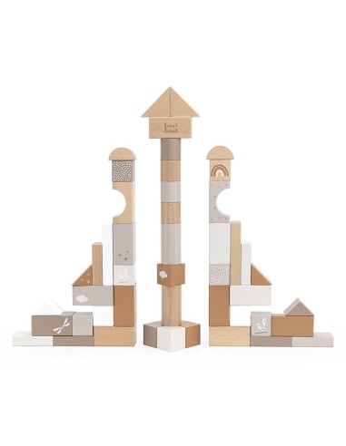 Label Label Drvene kocke za gradnju 50 kom - Nougat