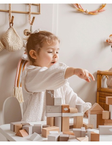 Label Label Drvene kocke za gradnju 50 kom - Nougat