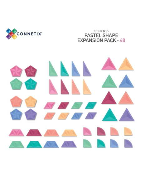 Connetix Tiles – Pastel Shape Expansion (48 kom)