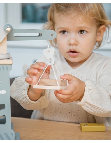 Label Label Drveni set građevinskih vozila sa kranom i blokovima