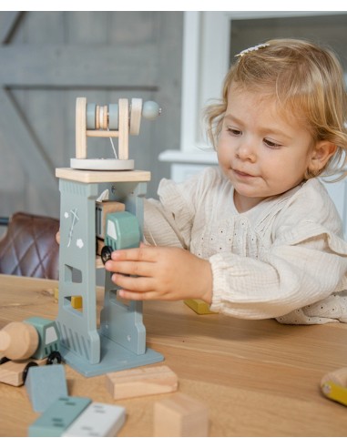 Label Label Drveni set građevinskih vozila sa kranom i blokovima