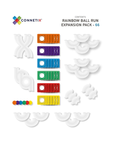 Connetix Tiles – Rainbow Ball Run Expansion set (66 kom)