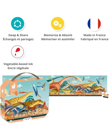 Janod Puzzle panoramske - Dinosauri (100 kom)