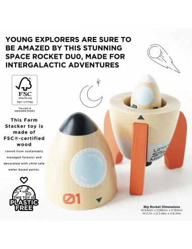 Le Toy Van Drveni set raketa – Svemirska misija