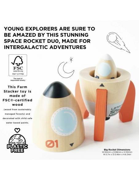 Le Toy Van Drveni set raketa – Svemirska misija