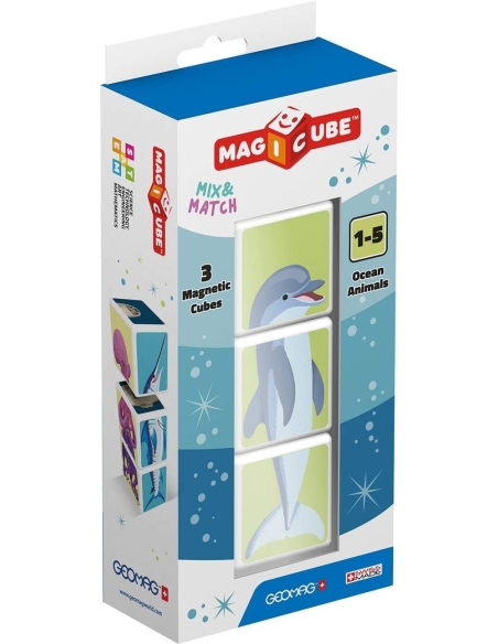 GEOMAG Magicube Mix & Match - Životinje iz okeana (3 kom)