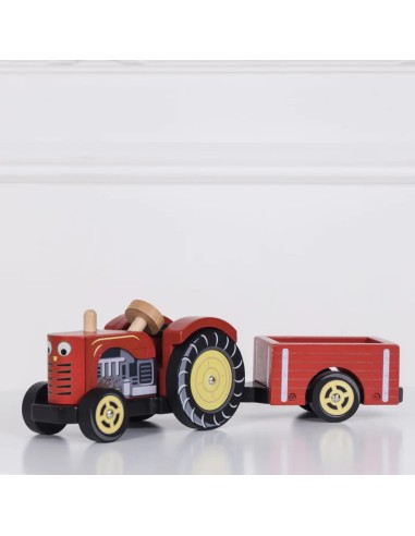 Le Toy Van Crveni drveni traktor sa prikolicom – Bertie