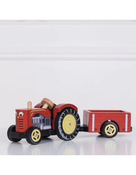 Le Toy Van Crveni drveni traktor sa prikolicom – Bertie