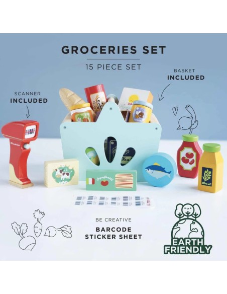 Le Toy Van Drvena korpa sa namirnicama i skener – Honeybake