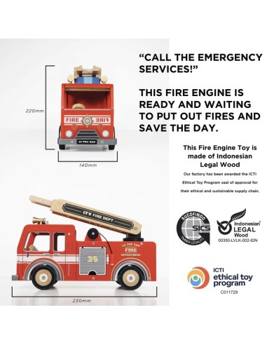 Le Toy Van Wooden Fire Engine
